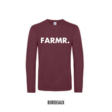 Load image into Gallery viewer, FARMR. Shirt lange mouwen met grote witte volle letters
