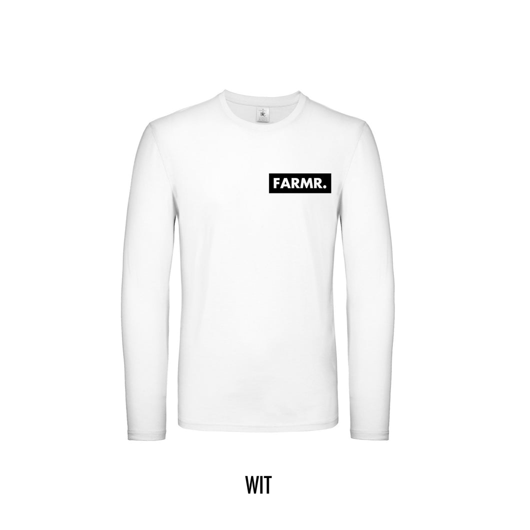 FARMR. Shirt lange mouwen met klein zwart block logo