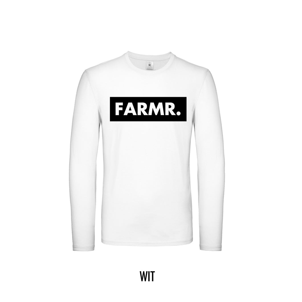 FARMR. Shirt lange mouwen met groot zwart block logo