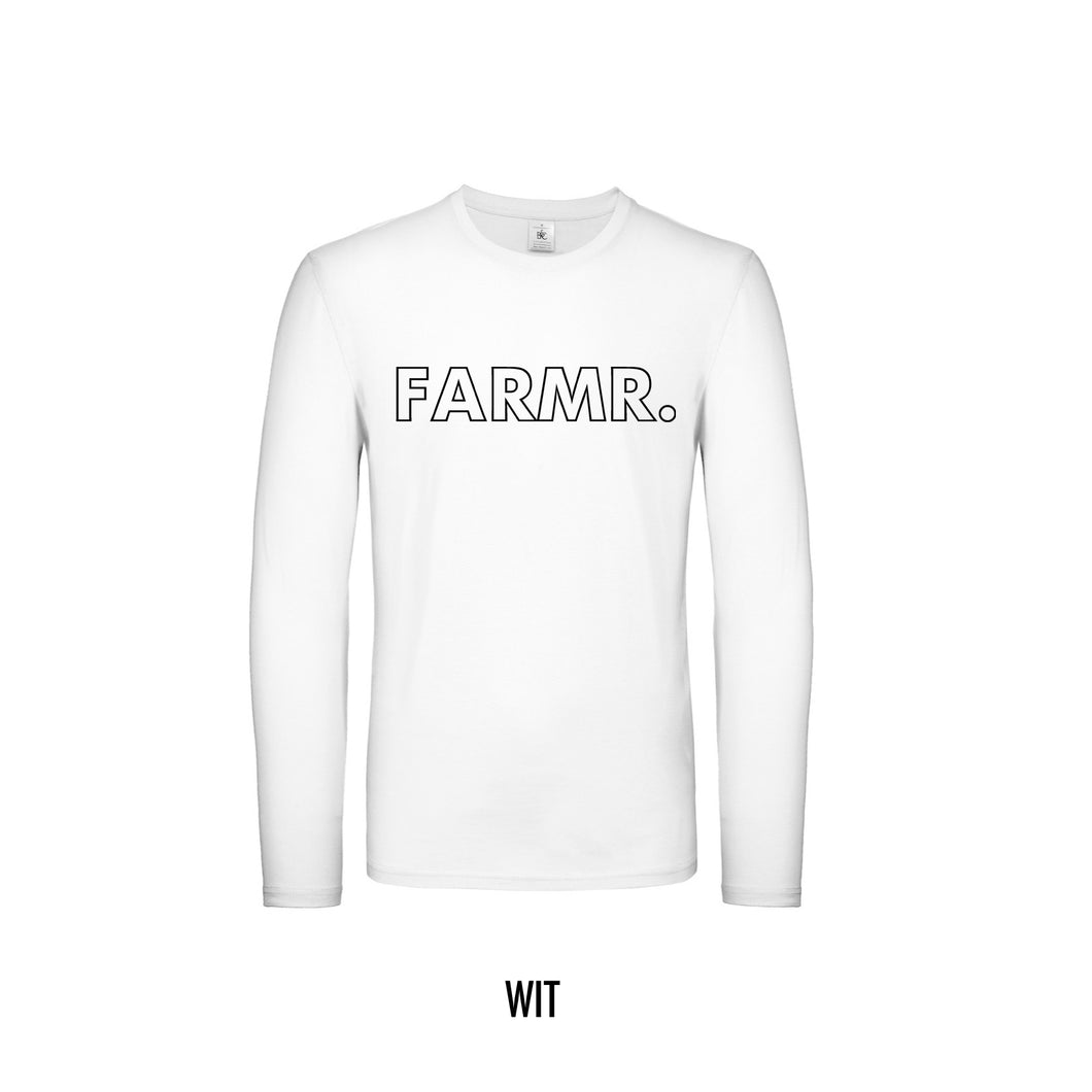 FARMR. Shirt lange mouwen met grote zwarte open letters