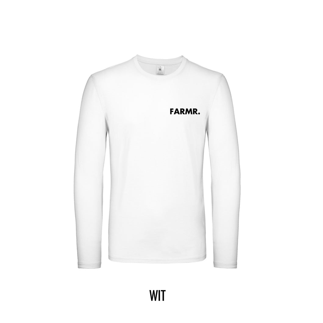 FARMR. Shirt lange mouwen met kleine zwarte volle letters