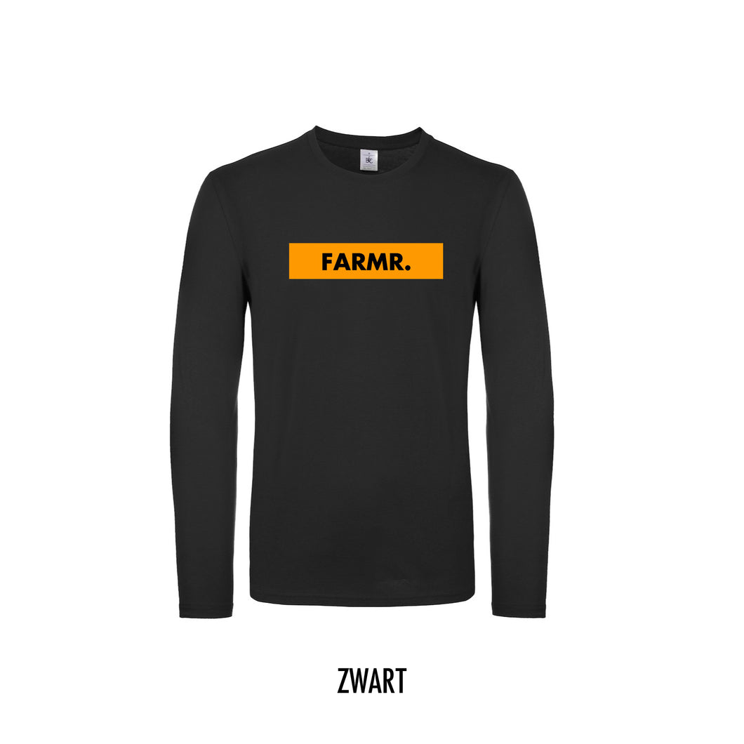 FARMR. Shirt lange mouwen met geel block logo