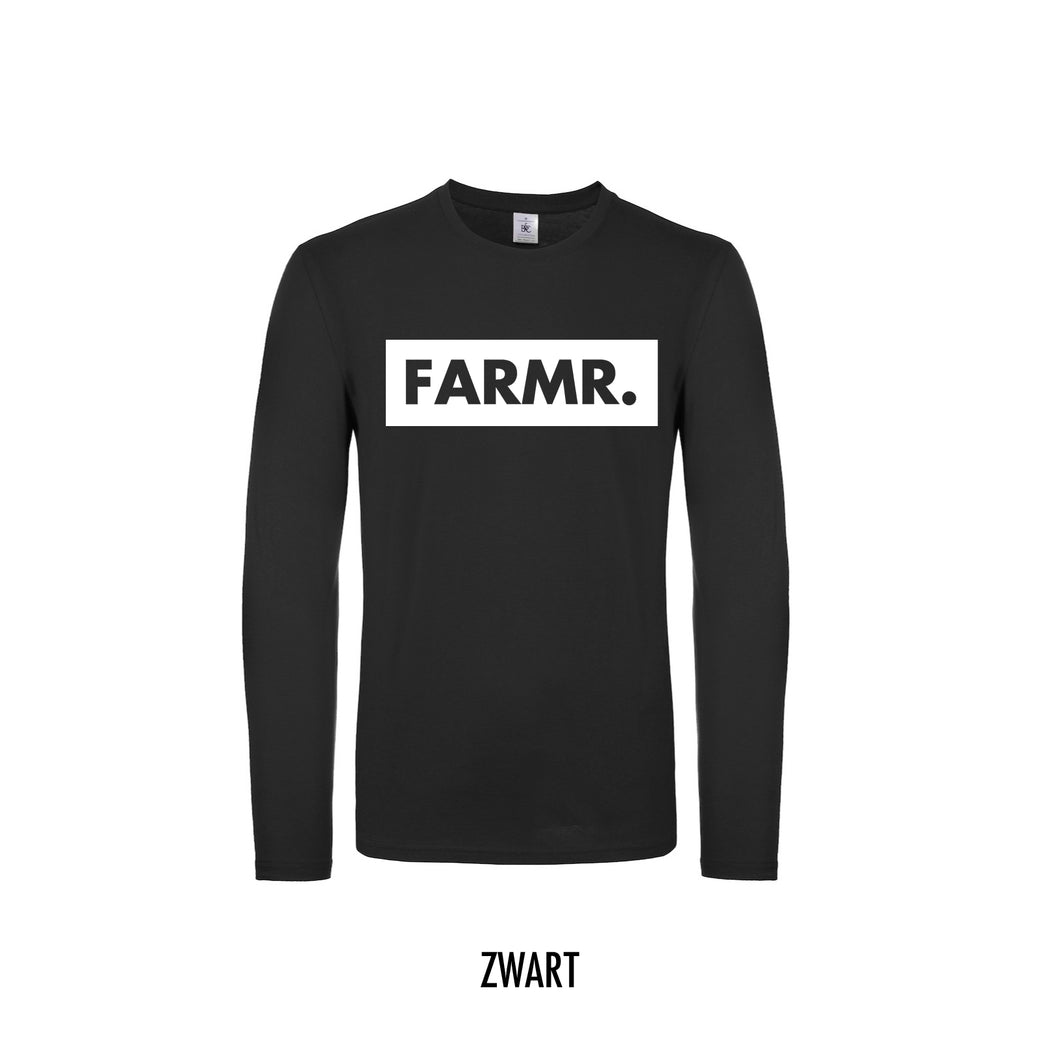 FARMR. Shirt lange mouwen met groot wit block logo