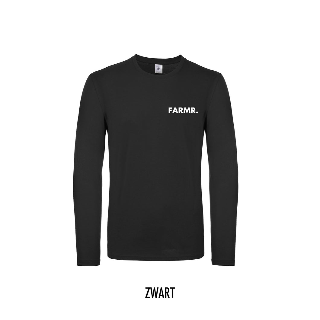 FARMR. Shirt lange mouwen met kleine witte volle letters