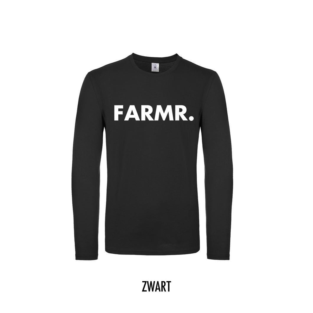 FARMR. Shirt lange mouwen met grote witte volle letters