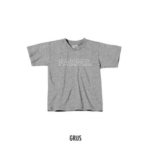 Load image into Gallery viewer, FARMR. Kids shirt met grote witte open letters
