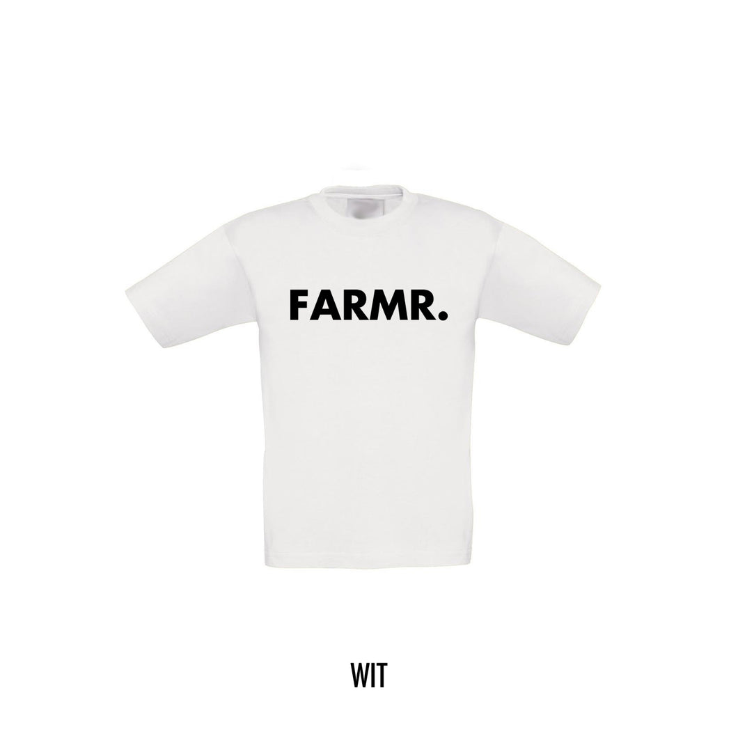 FARMR. Kids shirt met grote zwarte volle letters