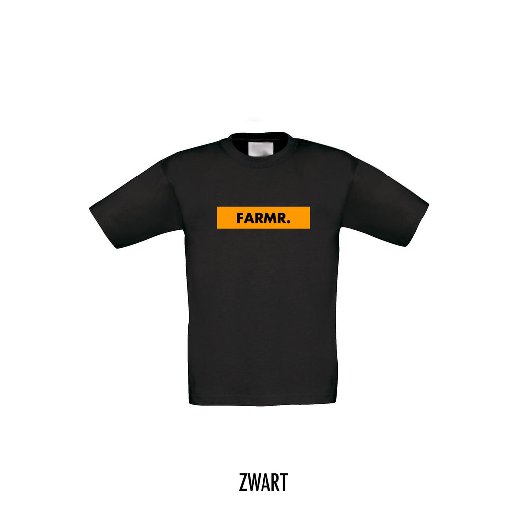 FARMR. Kids shirt met geel block logo