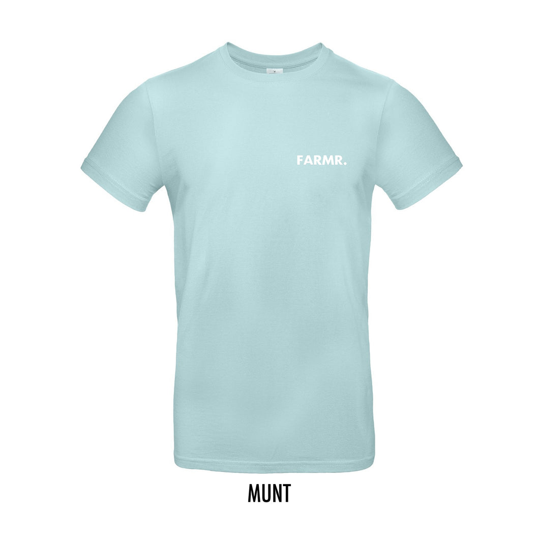 FARMR. Pastel Shirt met kleine witte volle letters