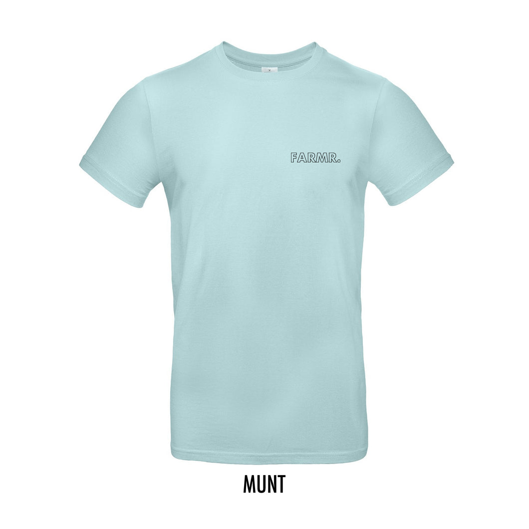 FARMR. Pastel Shirt met kleine zwarte open letters