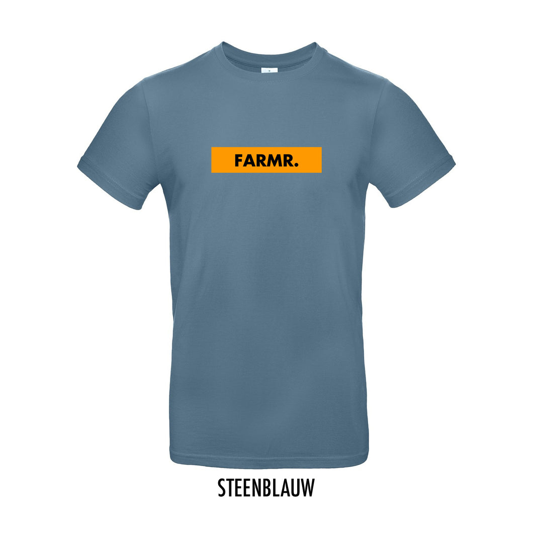 FARMR. Kleuren Shirt met geel block logo