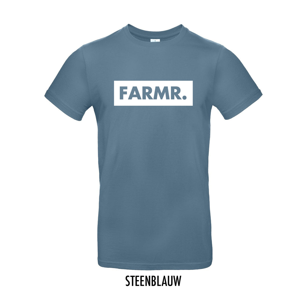 FARMR. Kleuren Shirt met groot wit block logo