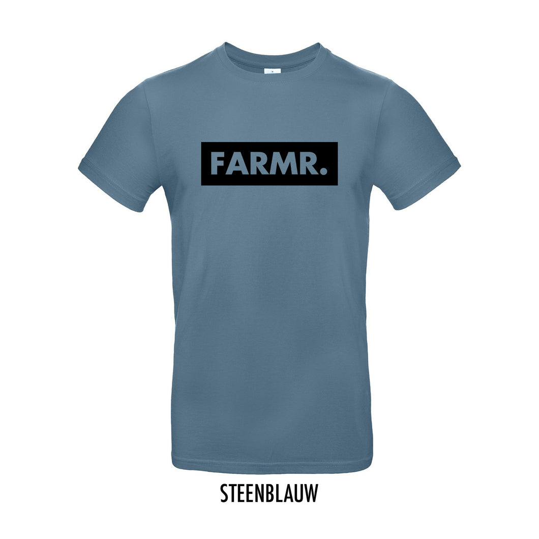 FARMR. Kleuren Shirt met groot zwart block logo