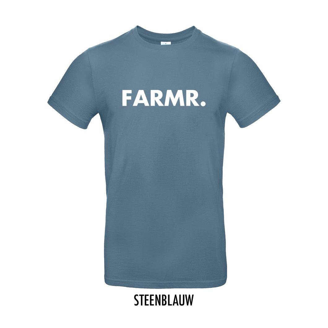 FARMR. Kleuren Shirt met grote witte volle letters