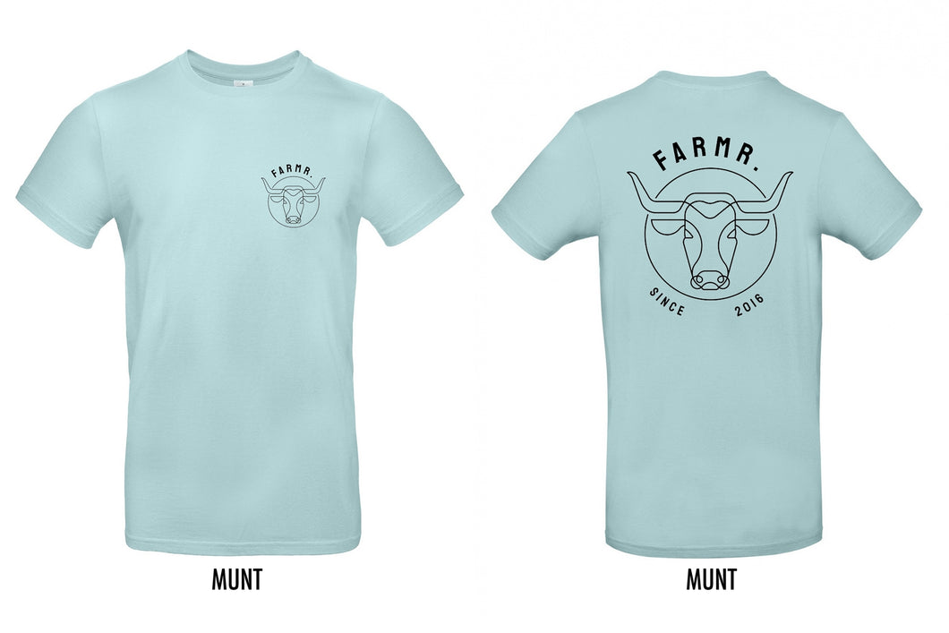 FARMR. Pastel Shirt met zwart bull logo