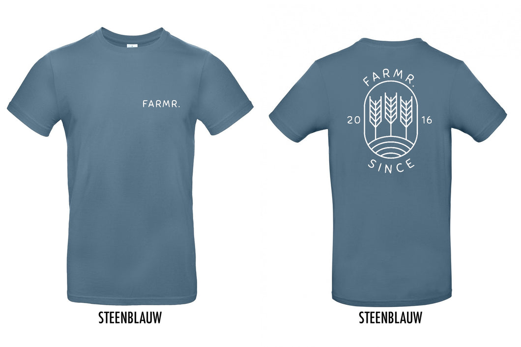 FARMR. Kleuren Shirt met wit graan logo