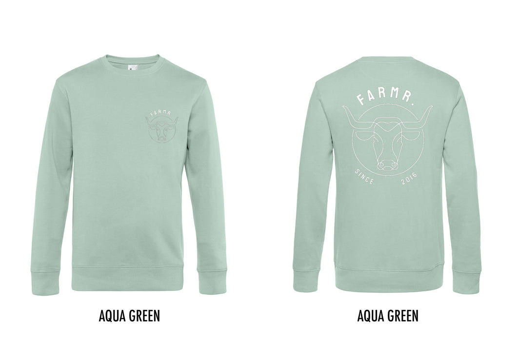 FARMR. Pastel Sweater met wit bull logo