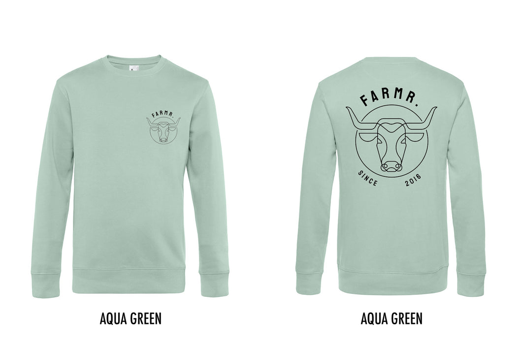 FARMR. Pastel Sweater met zwart bull logo