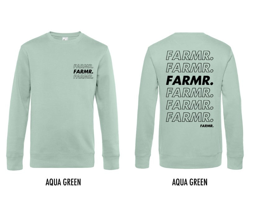 FARMR. Pastel Sweater met zwart cursief logo