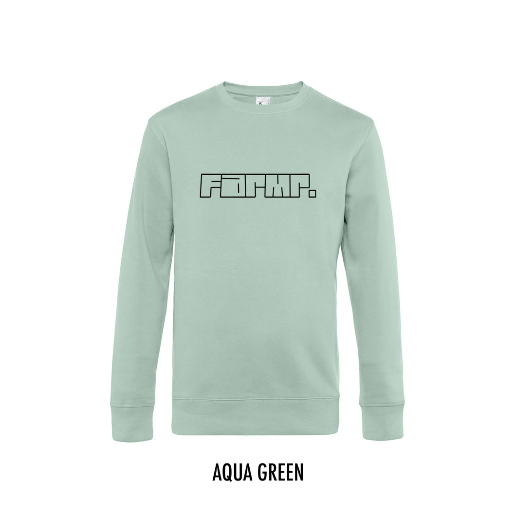 FARMR. Pastel Sweater met zwart graffiti logo