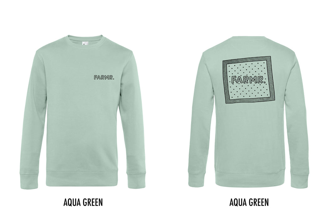 FARMR. Pastel Sweater met zwart zakdoek logo