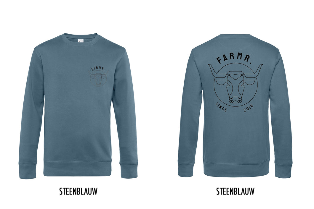 FARMR. Kleuren Sweater met zwart bull logo