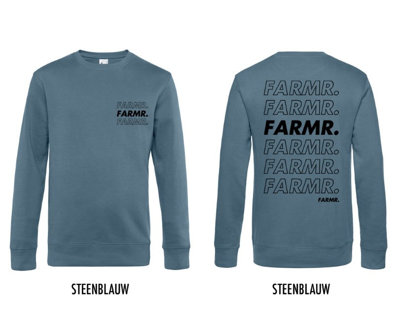 FARMR. Kleuren Sweater met zwart cursief logo