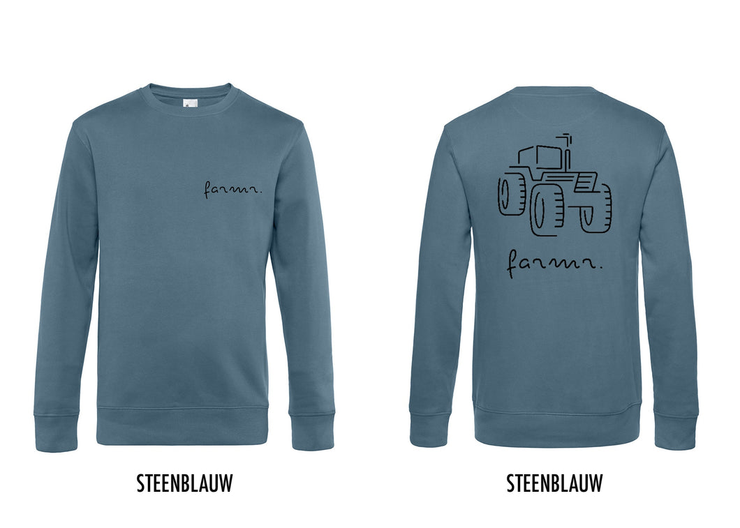 FARMR. Kleuren Sweater met zwart tractor logo