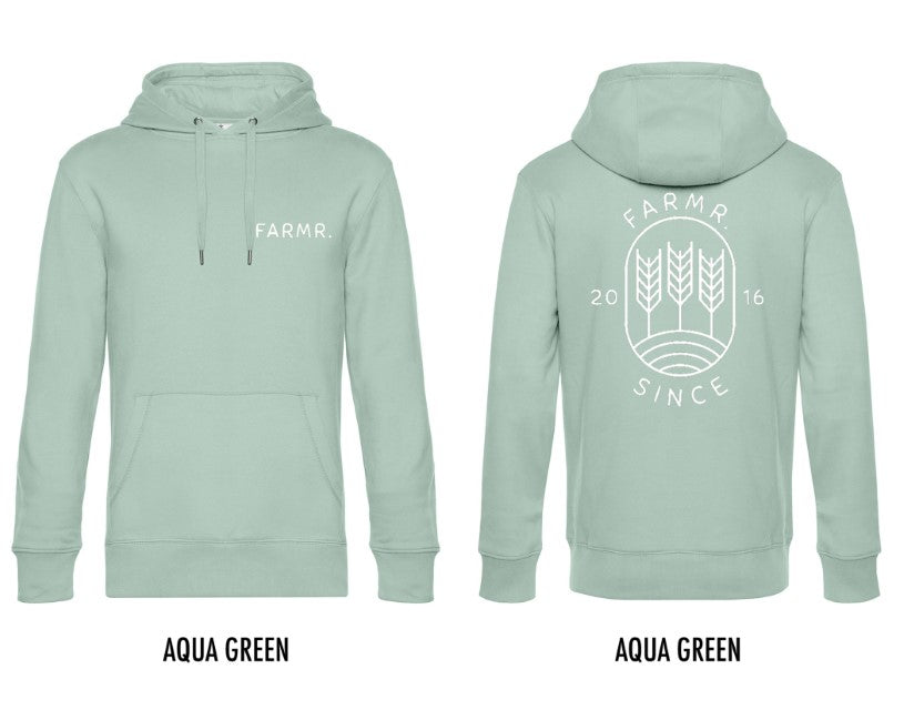 FARMR. Pastel Hoodie met wit graan logo