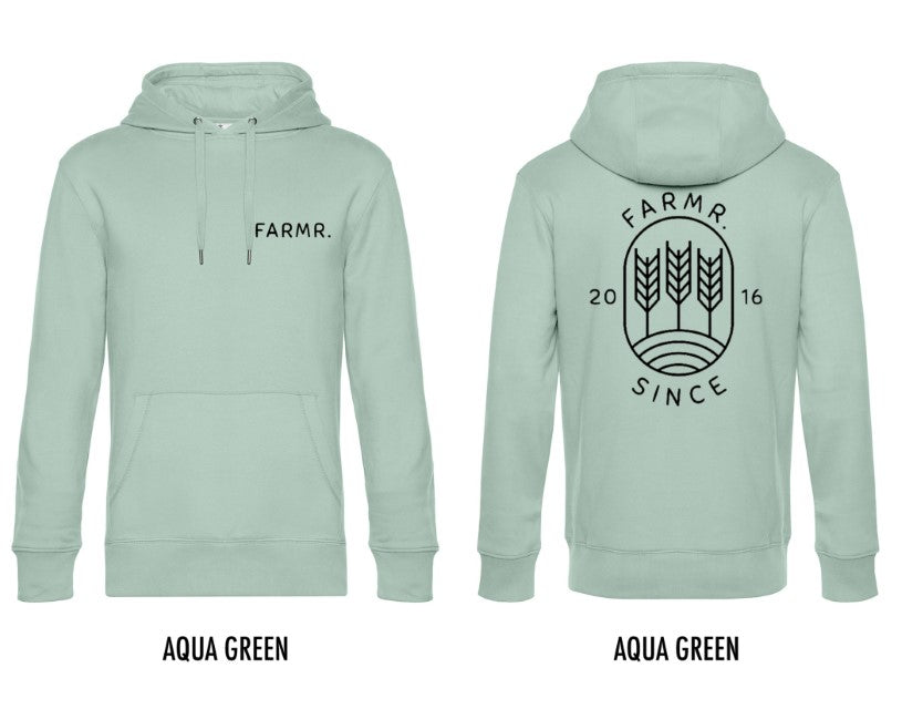 FARMR. Pastel Hoodie met zwart graan logo