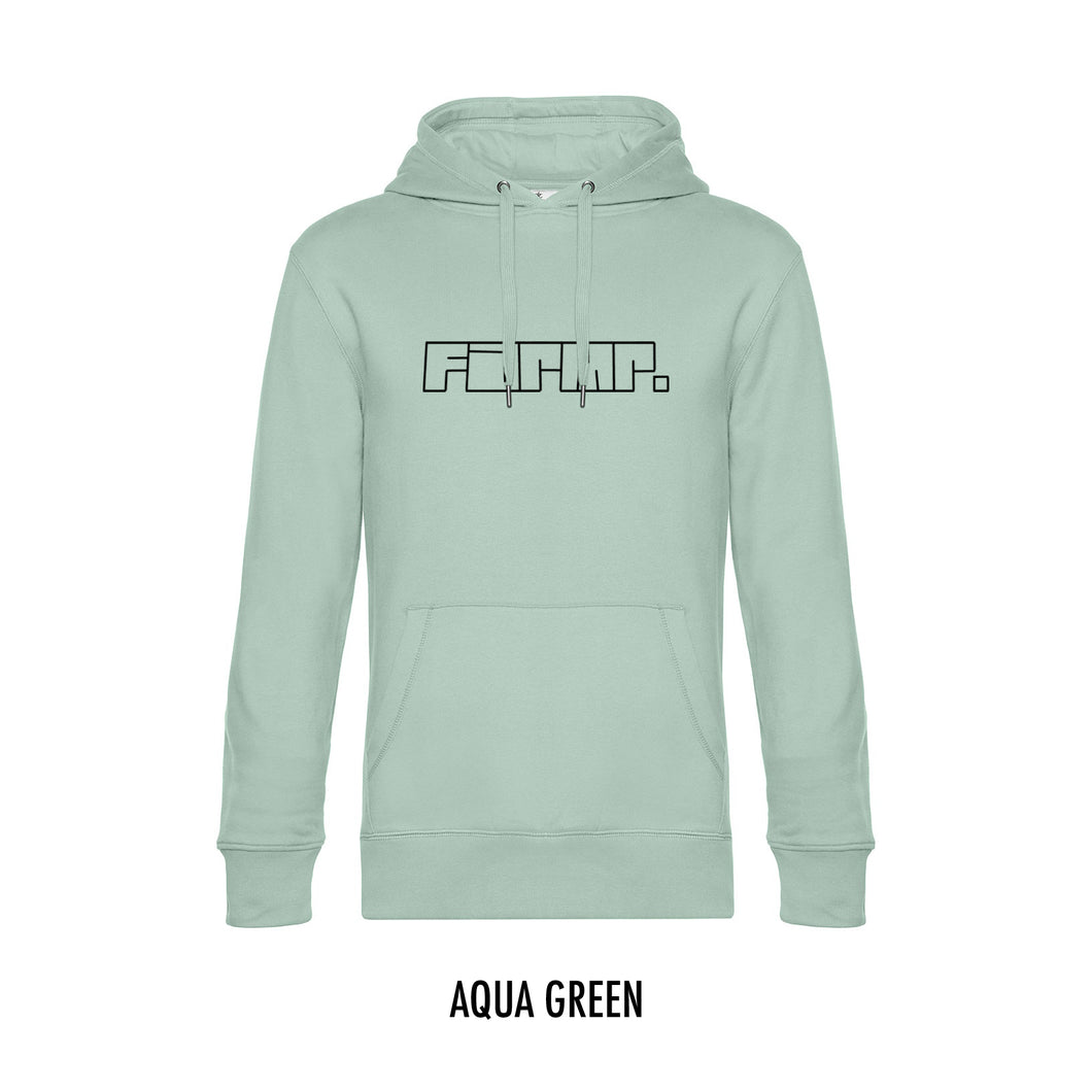 FARMR. Pastel Hoodie met zwart graffiti logo