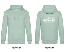 Load image into Gallery viewer, FARMR. Pastel Hoodie met wit landschap logo
