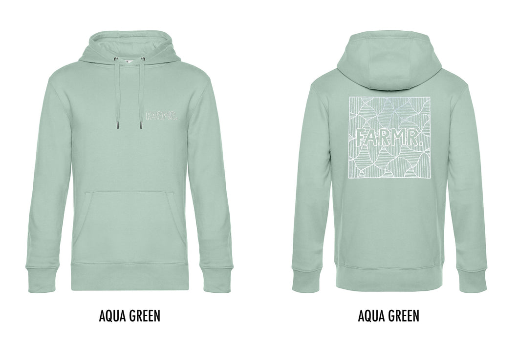 FARMR. Pastel Hoodie met wit square logo