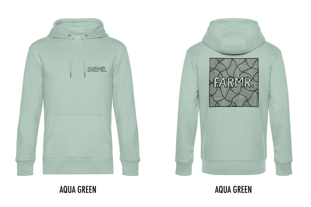 FARMR. Pastel Hoodie met zwart square logo