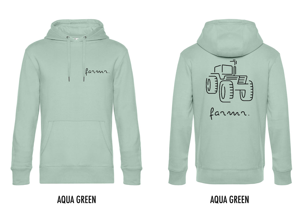 FARMR. Pastel Hoodie met zwart tractor logo