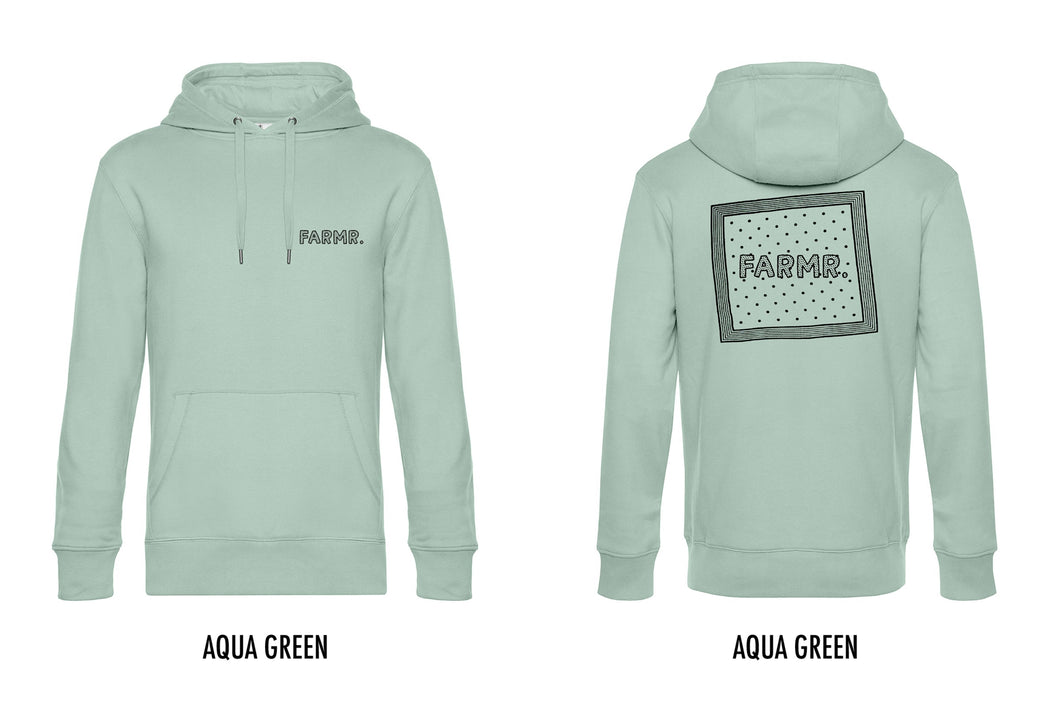 FARMR. Pastel Hoodie met zwart zakdoek logo