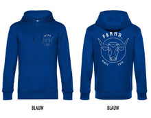 Load image into Gallery viewer, FARMR. Kleuren Hoodie met wit bull logo
