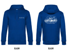 Load image into Gallery viewer, FARMR. Kleuren Hoodie met wit landschap logo
