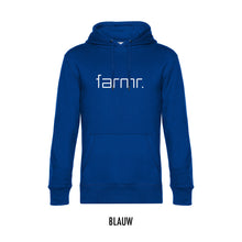 Load image into Gallery viewer, FARMR. Kleuren Hoodie met wit slim logo
