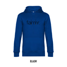 Load image into Gallery viewer, FARMR. Kleuren Hoodie met zwart slim logo
