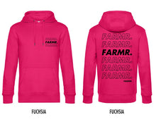 Afbeelding in Gallery-weergave laden, FARMR. Kleuren Hoodie met zwart cursief logo
