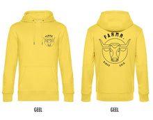 Afbeelding in Gallery-weergave laden, FARMR. Kleuren Hoodie met zwart bull logo
