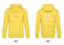 Load image into Gallery viewer, FARMR. Kleuren Hoodie met wit tractor logo
