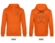 Afbeelding in Gallery-weergave laden, FARMR. Kleuren Hoodie met zwart bull logo
