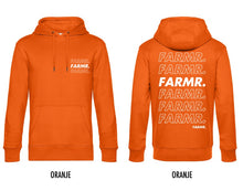 Afbeelding in Gallery-weergave laden, FARMR. Kleuren Hoodie met wit cursief logo
