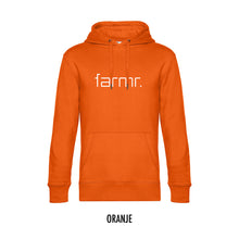 Load image into Gallery viewer, FARMR. Kleuren Hoodie met wit slim logo
