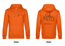 Load image into Gallery viewer, FARMR. Kleuren Hoodie met zwart tractor logo
