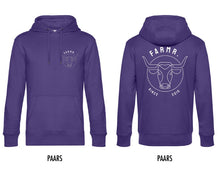 Afbeelding in Gallery-weergave laden, FARMR. Kleuren Hoodie met wit bull logo
