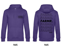 Afbeelding in Gallery-weergave laden, FARMR. Kleuren Hoodie met zwart cursief logo
