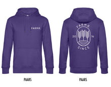 Load image into Gallery viewer, FARMR. Kleuren Hoodie met wit graan logo
